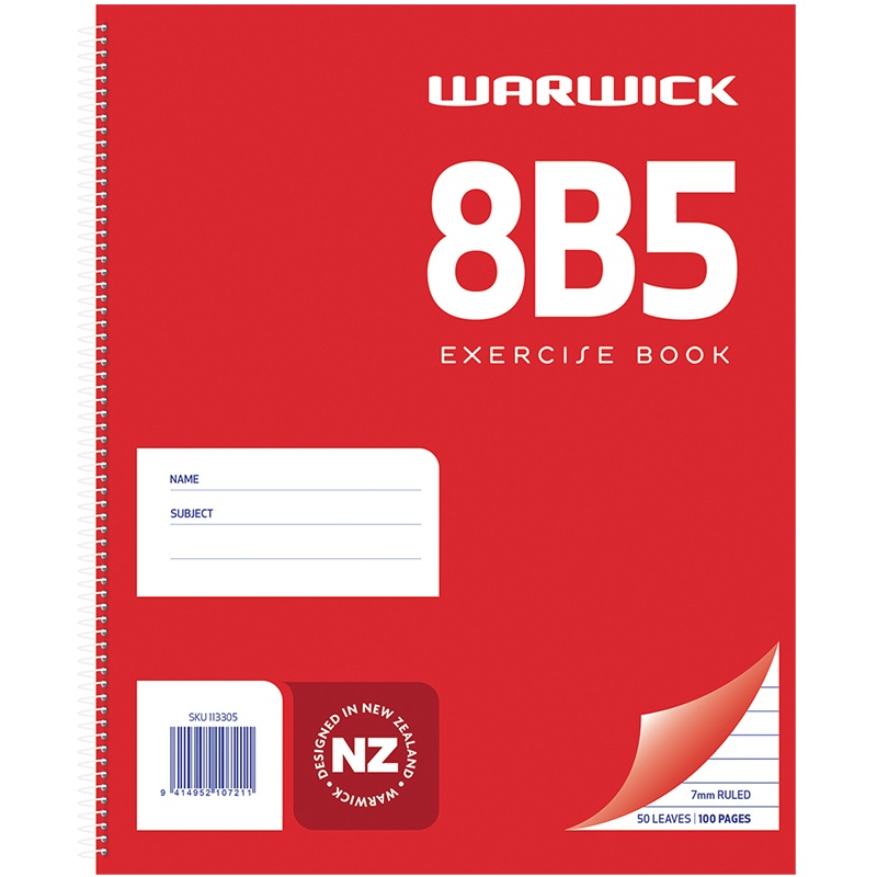 Warwick Notebook 8B5 50 Leaf Spiral Ruled 7mm 255x205mm