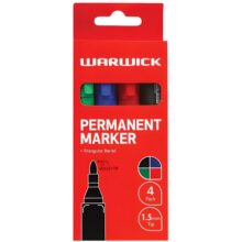 Warwick Permanent Markers Bullet Tip Assorted Colours 4 Pack
