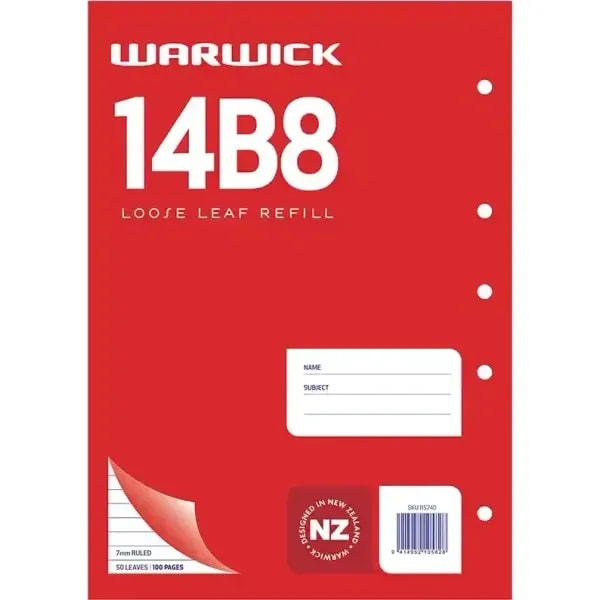Warwick Refill 14B8 Loose Leaf 50 Leaf A4 Ruled 7mm 1 Warwick Refill 14B8 Loose Leaf 50 Leaf A4 Ruled 7mm