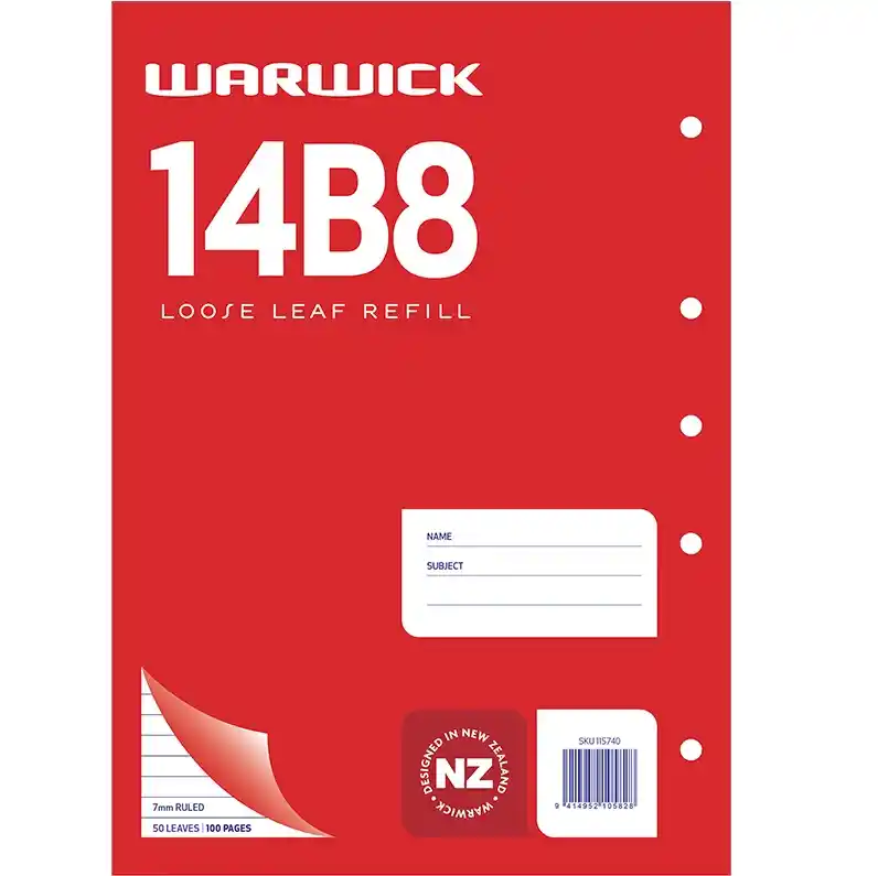 Warwick Refill 14B8 Loose Leaf 50 Leaf A4 Ruled 7mm