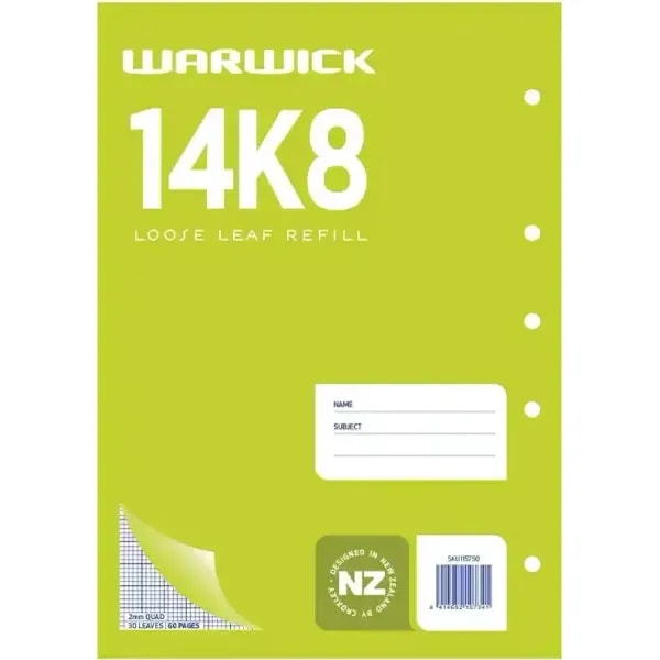 Warwick Refill Quad 14K8 Loose Leaf 30 Leaf A4 2mm 1 Warwick Refill Quad 14K8 Loose Leaf 30 Leaf A4 2mm