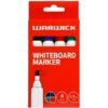 Warwick Whiteboard Markers Chisel Tip Assorted Colours 4 Pack