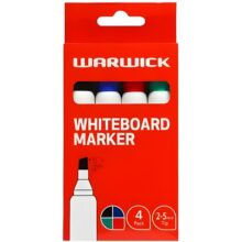 Warwick Whiteboard Markers Chisel Tip Assorted Colours 4 Pack