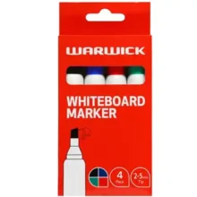 Warwick Whiteboard Marker Chisel Tip 4 Pack Assorted