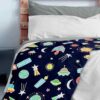 Glow in the Dark Space Rockets Throw Blanket 127 x 152cm