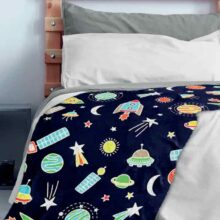 Glow in the Dark Space Rockets Throw Blanket 127 x 152cm