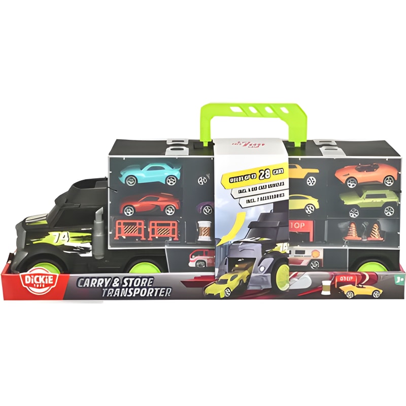 Dickie City Carry and Store Transporter with 4 Cars and Accessories 1 Dickie City Carry and Store Transporter with 4 Cars and Accessories