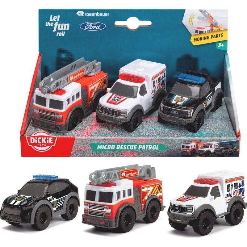 Dickie Micro SOS Rescue Patrol 3 Pack Vehicles 1 Dickie Micro SOS Rescue Patrol 3 Pack Vehicles