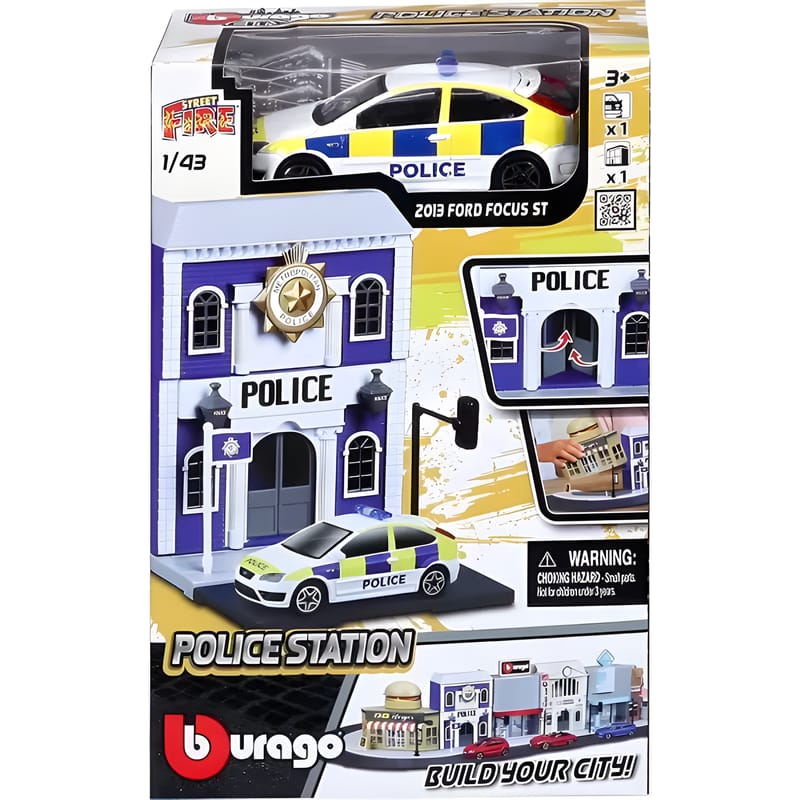 Bburago 1:43 Street Fire City Police Station Playset 1 Bburago 1:43 Street Fire City Police Station Playset