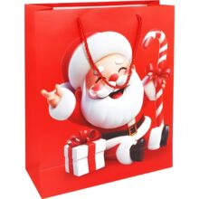 Christmas Gift Bag Large 32x26x10cm Santa with Candy Cane