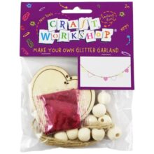 Craft Workshop Make Your Own Glitter Garland Kit 2m Pink Hearts