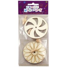 Craft Workshop Decorate Your Own Wooden Spinning Tops 2 Pack Pinwheel and Flower