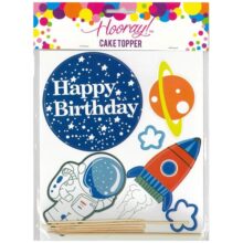 Cake Toppers Happy Birthday 6 Pack Space