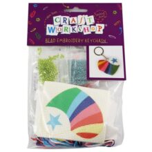 Craft Workshop Bead Embroidery Keychain Kit Rainbow Heart