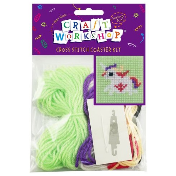 Craft Workshop Cross Stitch Coaster Kit 11cm Unicorn 1 Craft Workshop Cross Stitch Coaster Kit 11cm Unicorn