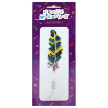 Craft Workshop Cross Stitch Feather Kit 15cm Blue Green and Yellow