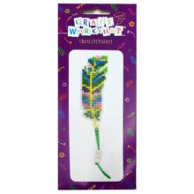 Craft Workshop Cross Stitch Feather Kit 15cm Green Pink and Blue
