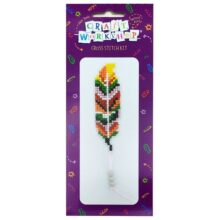 Craft Workshop Cross Stitch Feather Kit 15cm Green Red and White